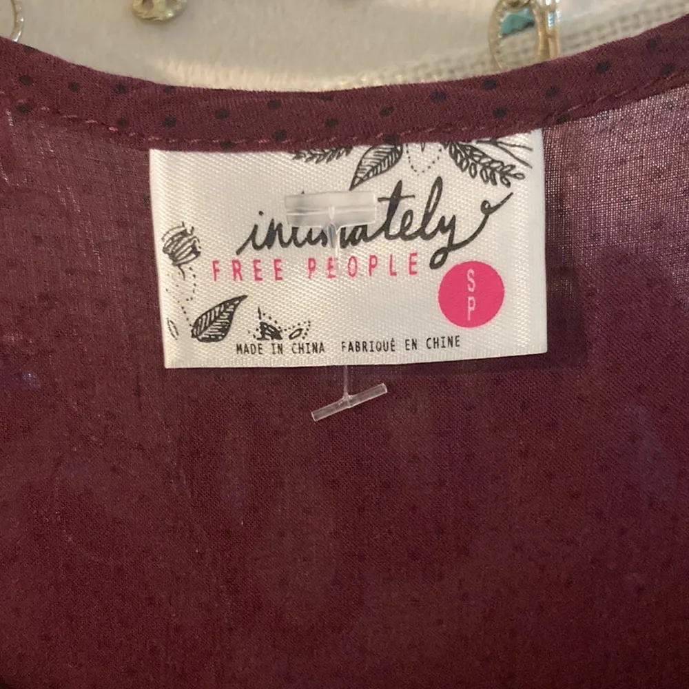Free People Burgundy Sleeveless Dress Small 0015 NWOT - Picture 2 of 5
